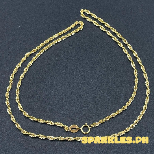 18k Saudi Gold Rope Chain Makapal Solid Pawnable 18'