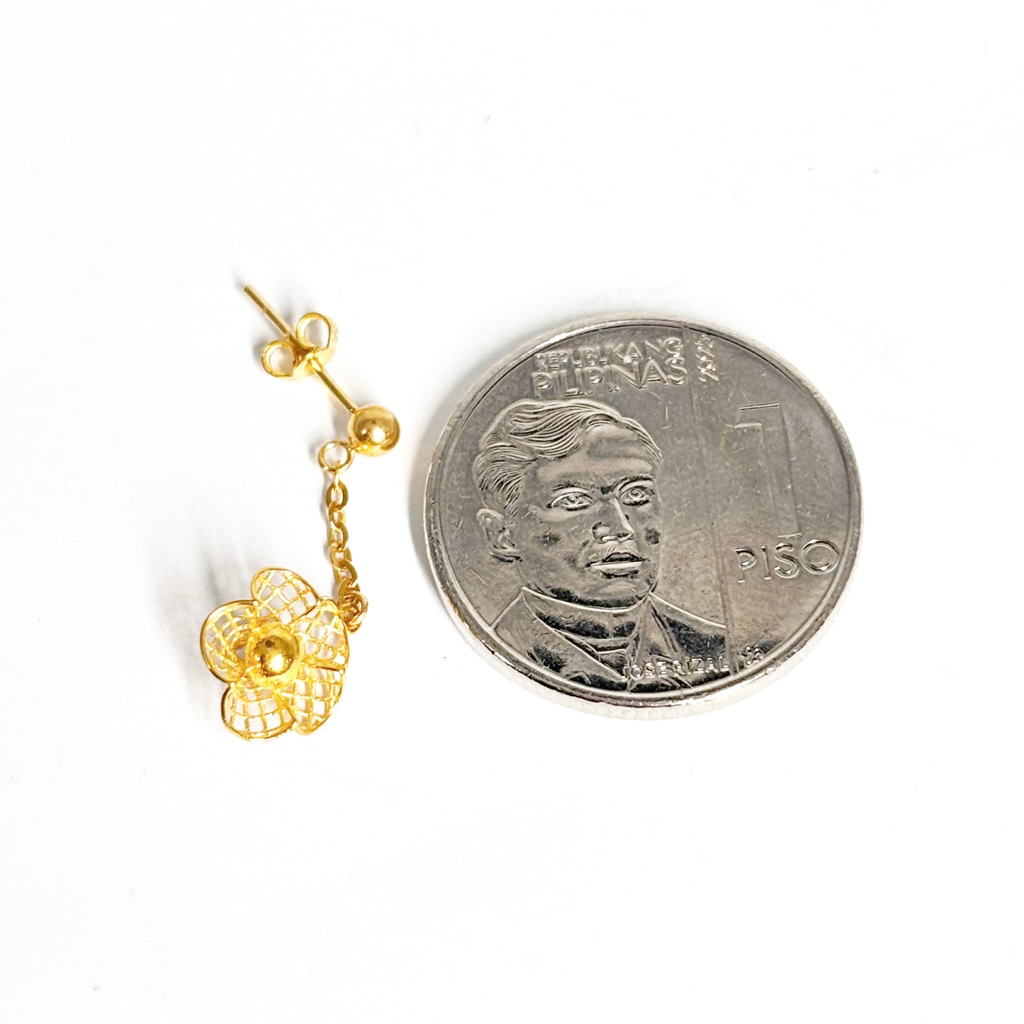 18k Saudi Gold Bloom Drops Earring - SKUAP2126EAR3