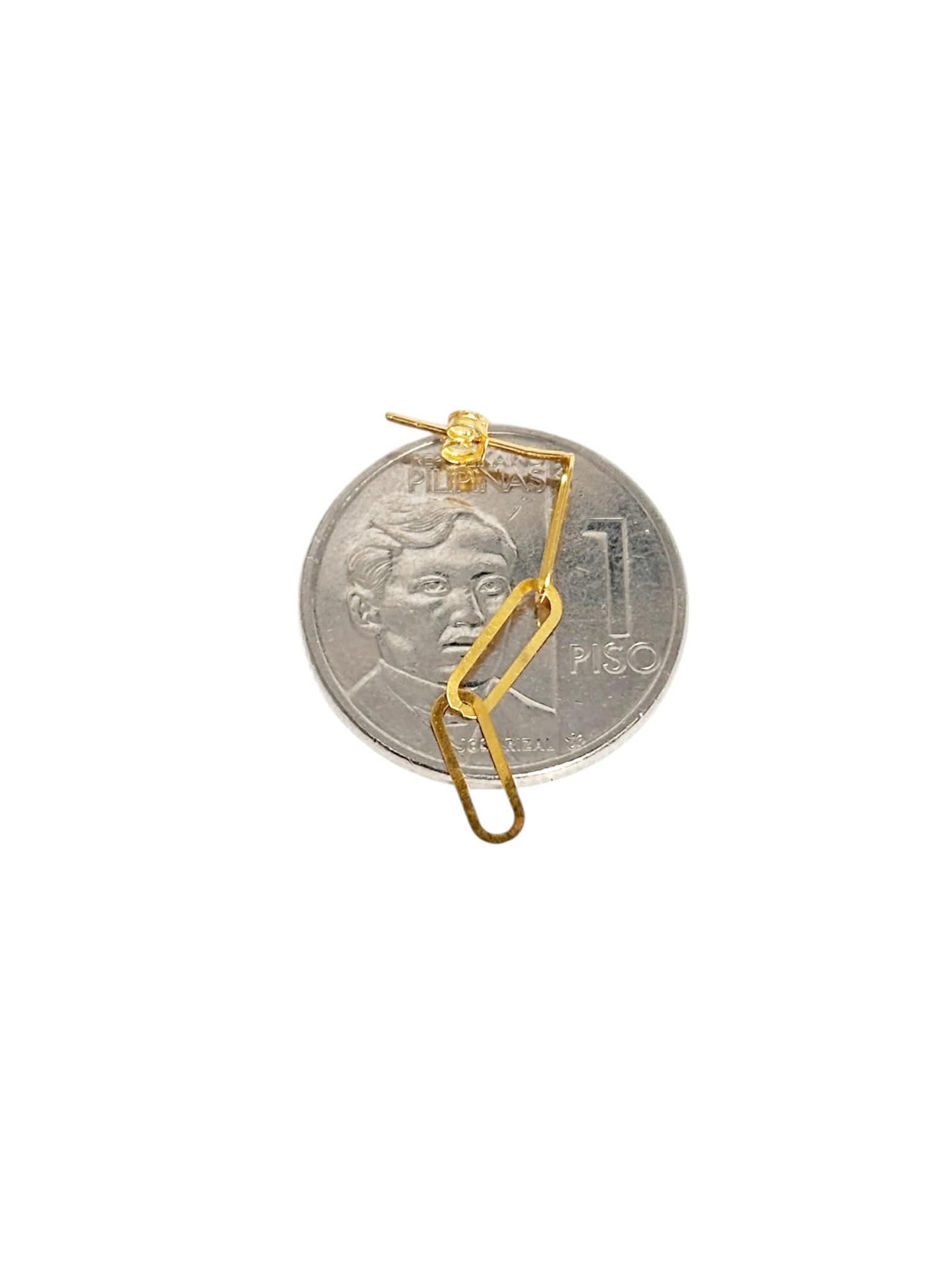 18k Saudi Gold Paperclip Stud Earring - SKUMA3026EAR