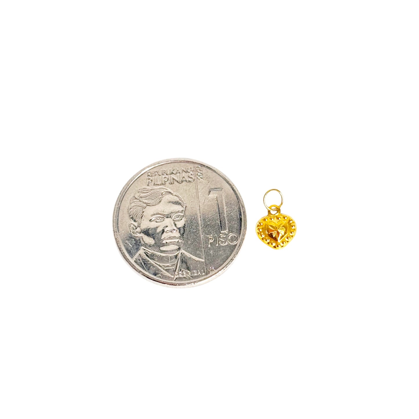 18k Saudi Gold Carved Heartty Open Back Pendantt .11 grams - SKU-85DT1JE2