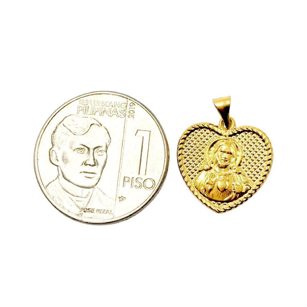 18k Saudi Gold Jesus Heart Pendant - SKU-2VR4E708