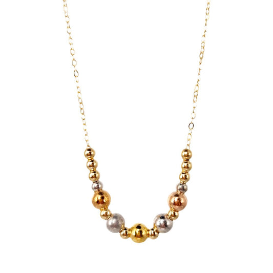 18k Saudi Gold Tri-Color Bead Chain - SKU-VUUJ3JRT
