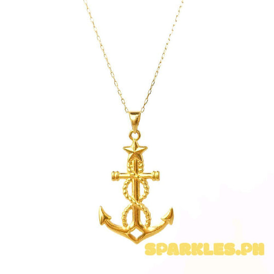 18k Saudi Gold Set Anchor Star + Karkar Chain 20"