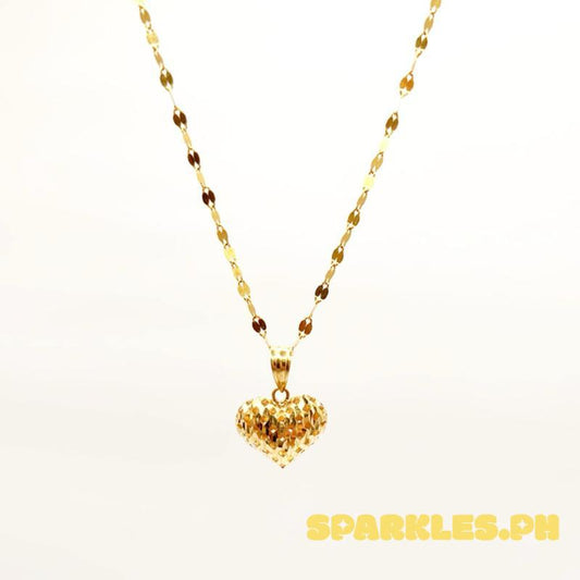 18k Saudi Gold Set Strainer Heart + Dancing Chain Mas Makapal