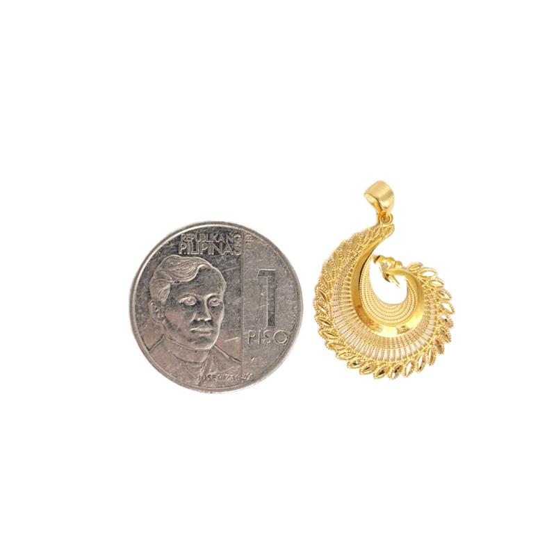 18k Saudi Gold Peacock Curve Pendant - SKU-3EUTY41Q
