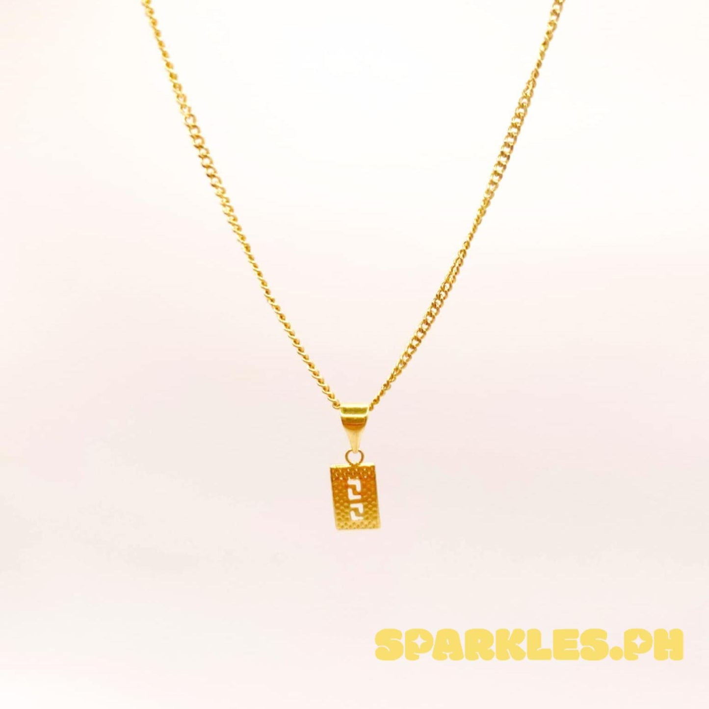 18k Saudi Gold Set FenFen Rectangle + Cadena Chain 18"