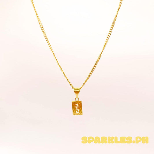 18k Saudi Gold Set FenFen Rectangle + Cadena Chain 18"