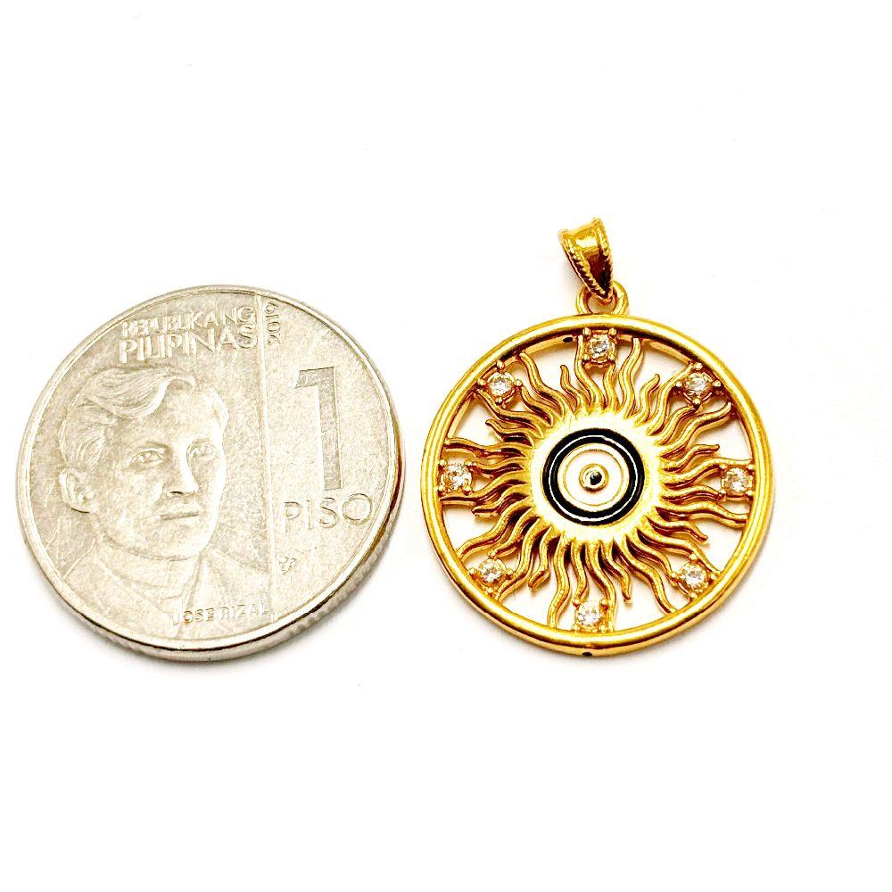 AMPAW/HOLLOW 18k Saudi Gold Sun Evil Eye  Pendant - SKU-V8VN7CYP