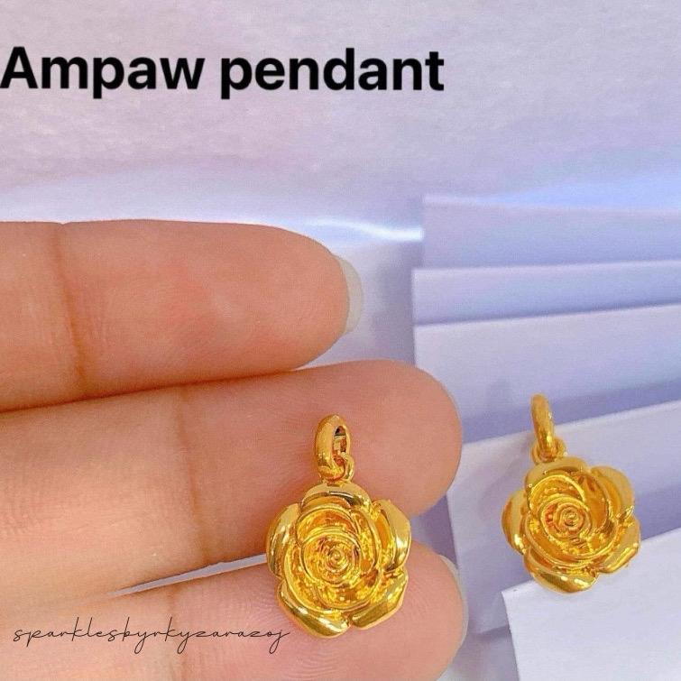 18k Saudi Gold Rose Flower Style Ampaw Pendant - SKU-IFK4IBTV