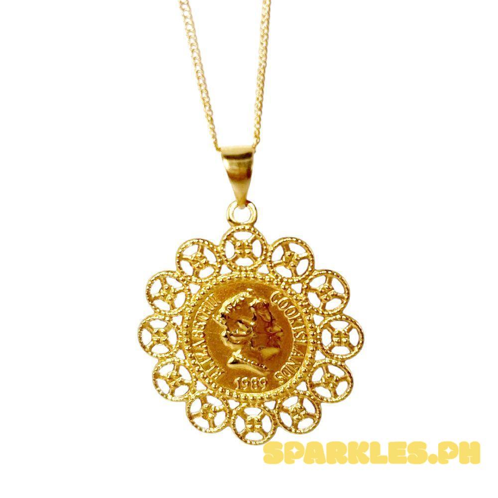 18k Saudi Gold Set Flower Elizabeth+ Japan Chain 20"