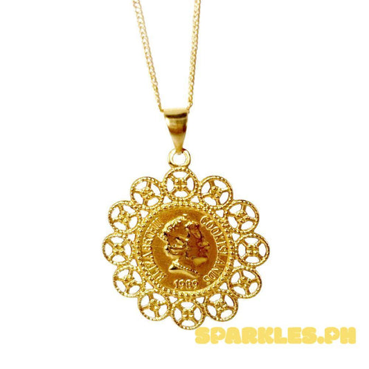 18k Saudi Gold Set Flower Elizabeth+ Japan Chain 20"