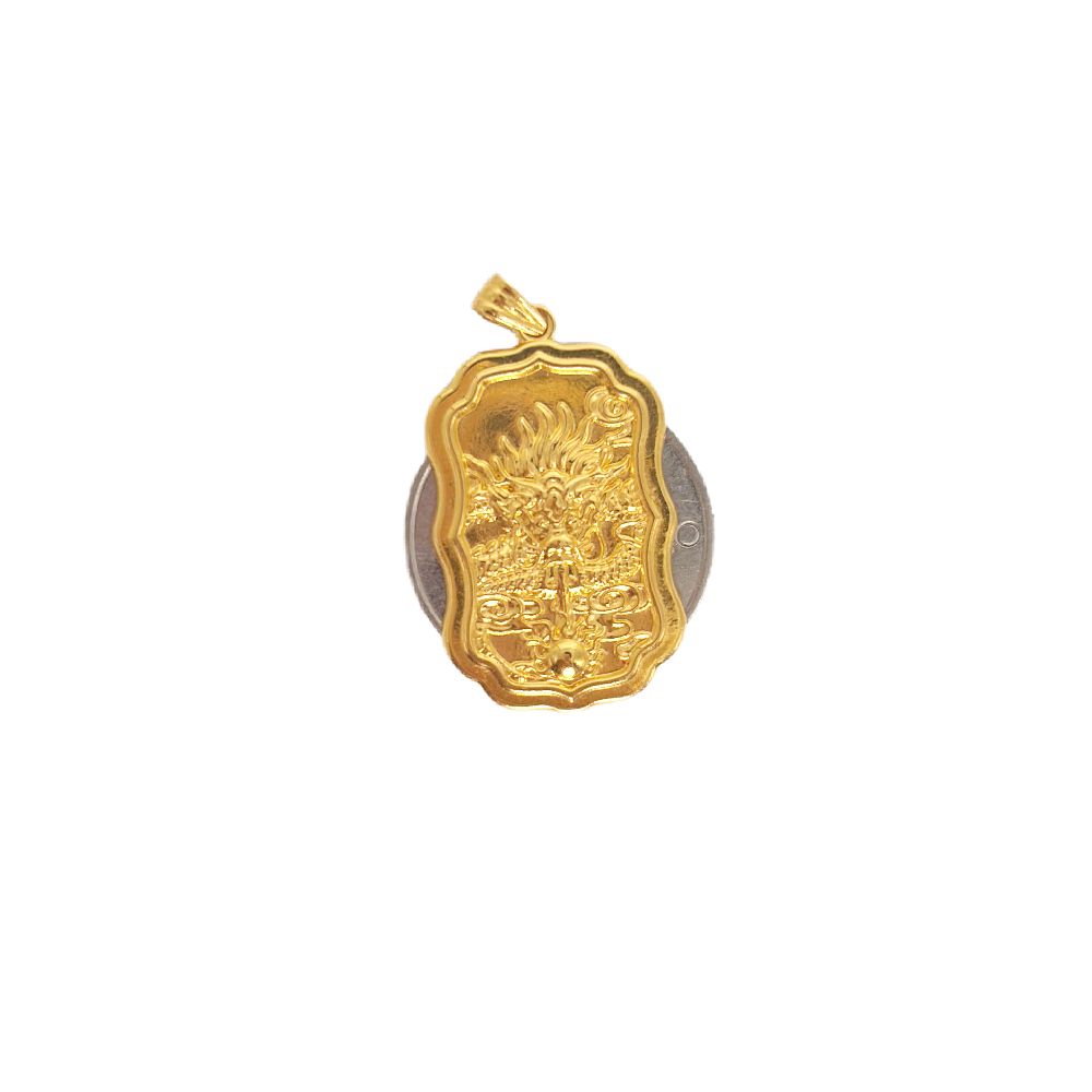 18k Saudi Gold Set Wavy Dragon + Foxtail Chain 16"