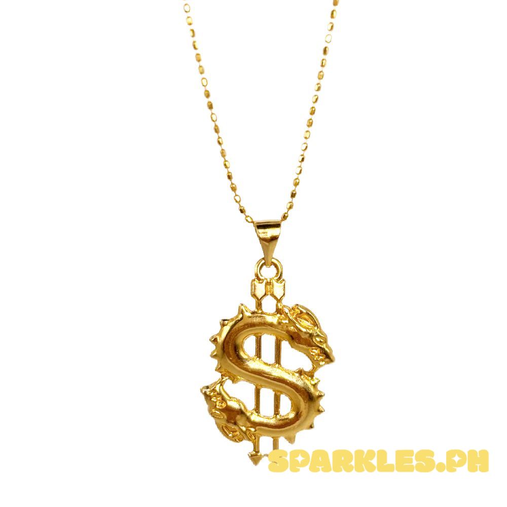 18k Saudi Gold Set Dollar + Beaded Chain 18"