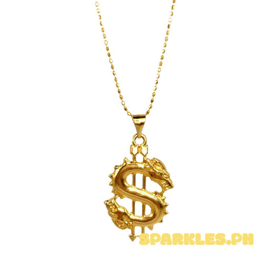 18k Saudi Gold Set Dollar + Beaded Chain 18"