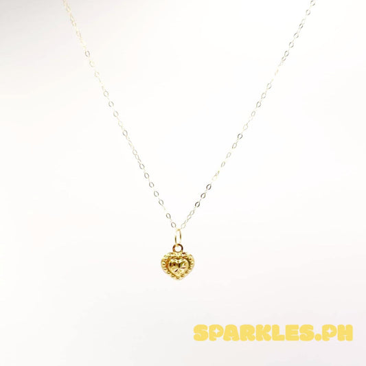 18k Saudi Gold Set Carved Heart Open Back + Tauco Chain lv1