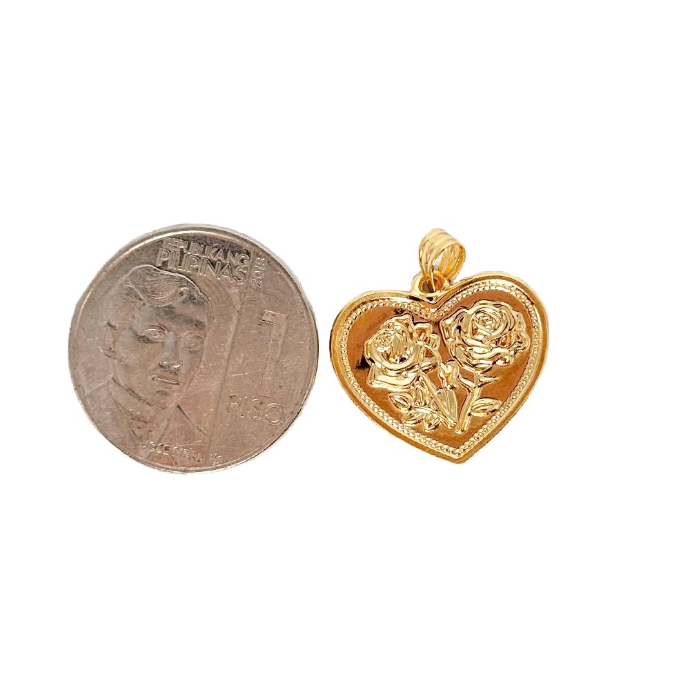 18k Saudi Gold Twin Rose Pendant - SKU-P2PQG3OK