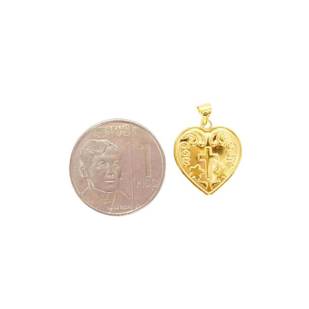 18k Saudi Gold Love Cross Pendant - SKU-YL3KFFHR