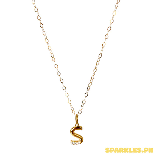 18k Natural Diamond - Yellow Gold Initial S Necklace