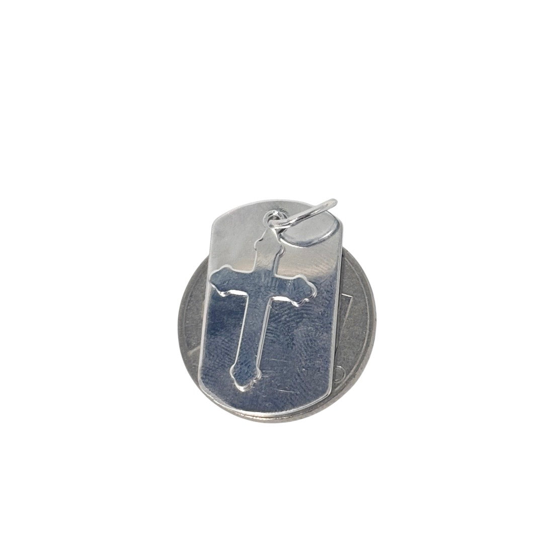 92.5 Sterling Silver - Cross Tag Pendant