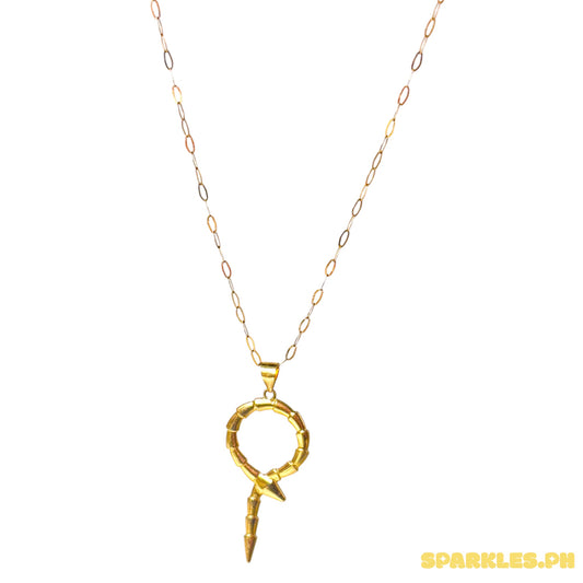 18k Saudi Gold Micro Paperclip Chain 20" + 18k Saudi Gold Serpentine Pendant
