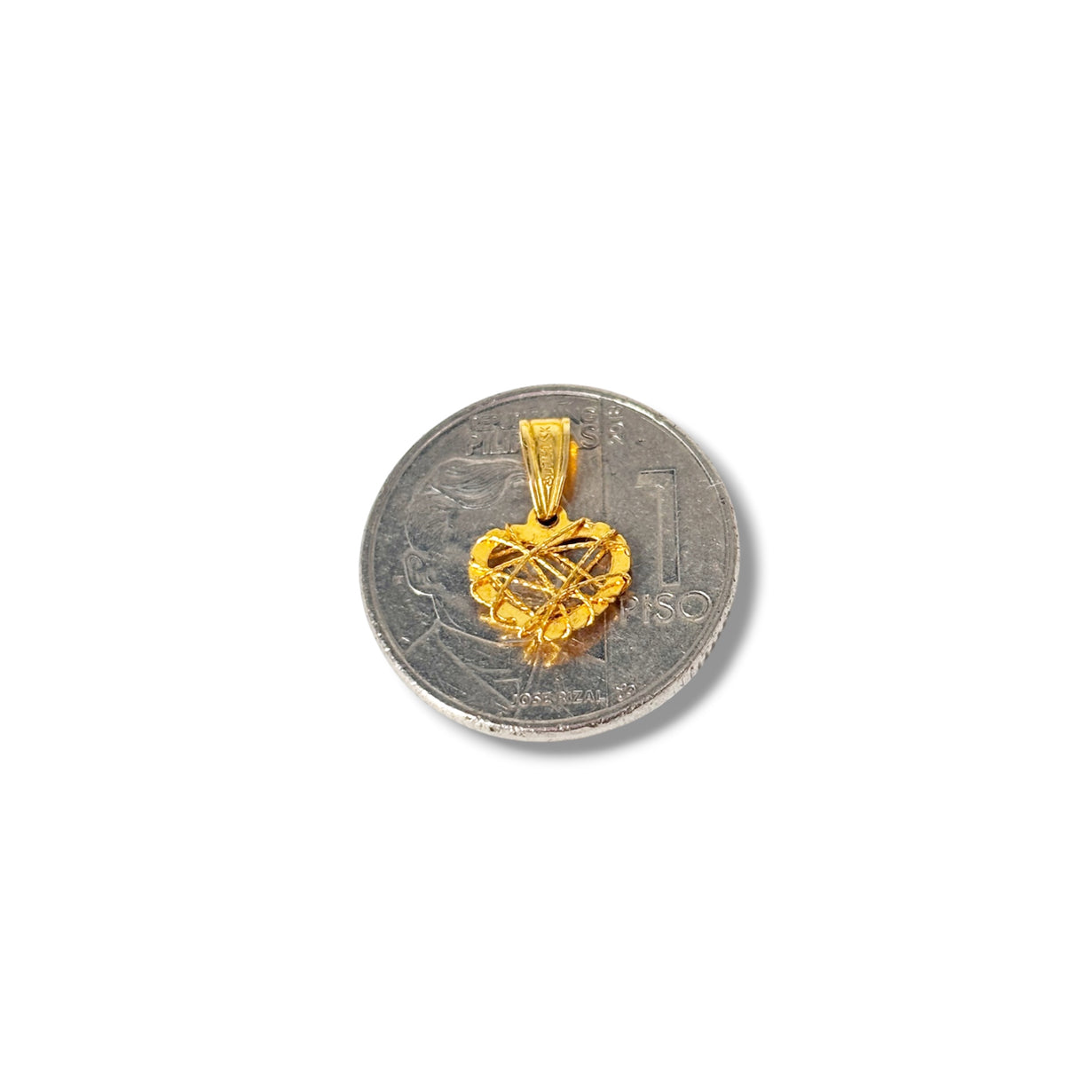 18k Saudi Gold Figaru Chain 16" + 18k SAUDI GOLD NET HEART PENDANT