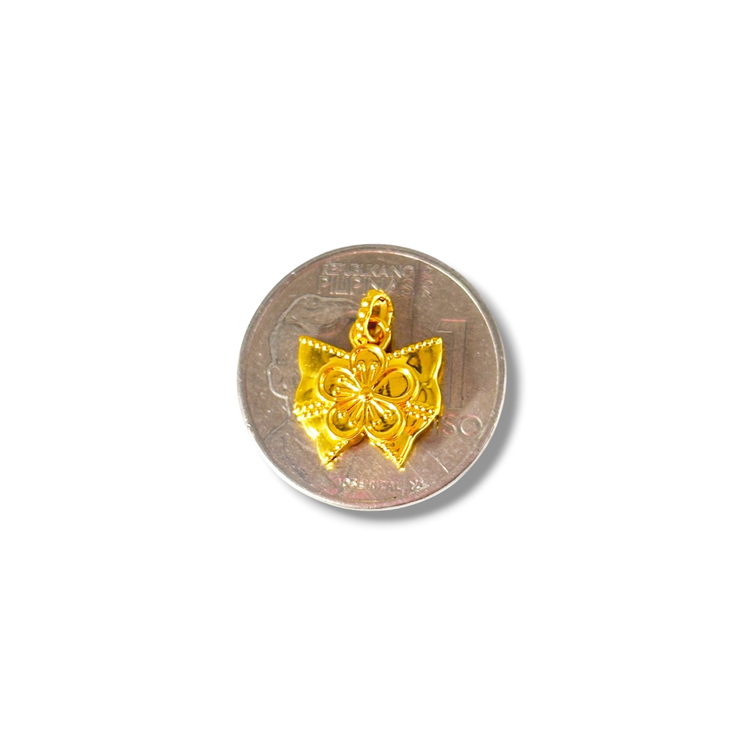 AMPAW/HOLLOW 18k Saudi Gold RibbonStyle Butterfly Pendant