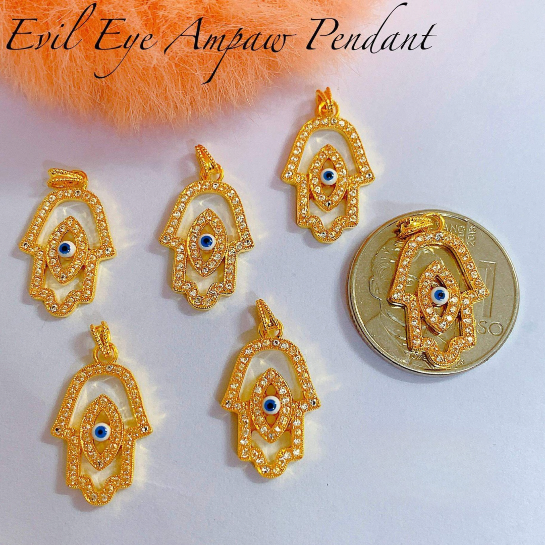 # 7 Evil Eye Ampaw Pendant 18k Saudi Gold