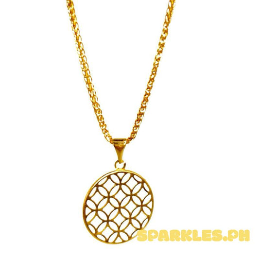 18k Saudi Gold Set Money Catcher Pendant + Foxtail Chain Makapal 18”