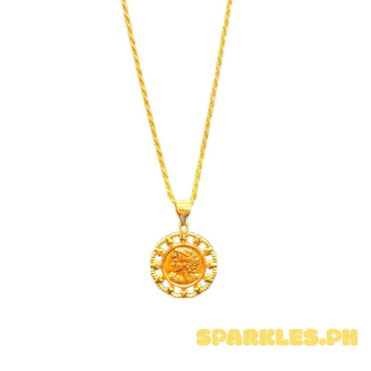 18k Saudi Gold SET Mini Queen Elizabeth + Rope Chain 16"