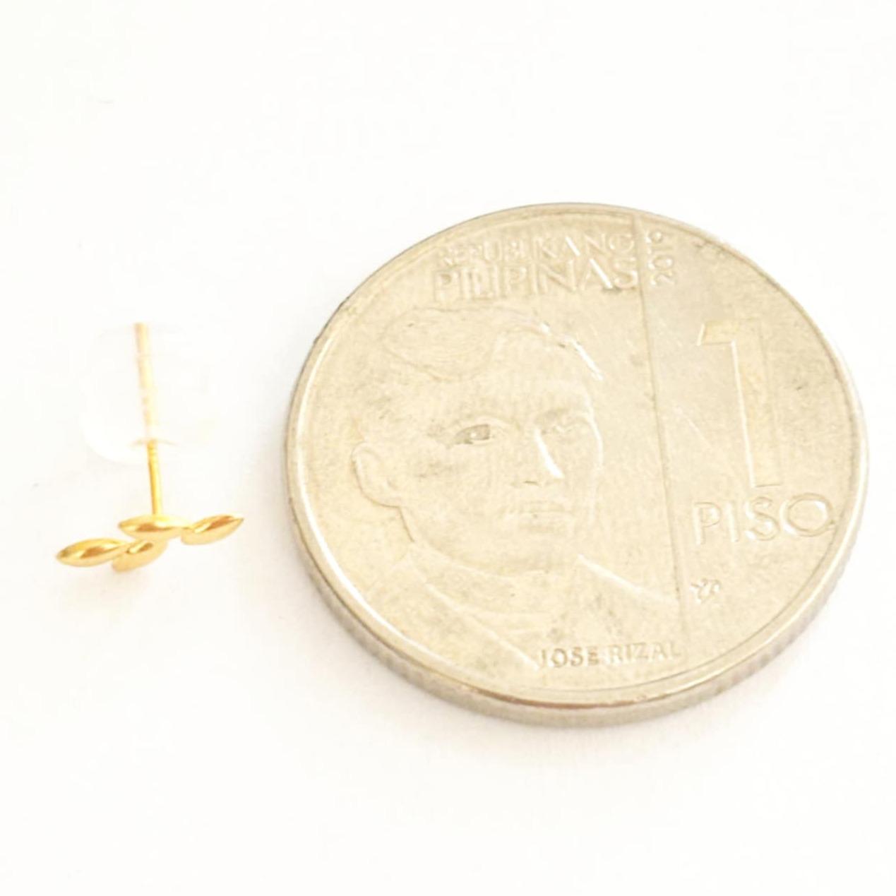 18k Saudi Gold Sprout Earring with Silicon Pakaw - SKU-5EYW84GM