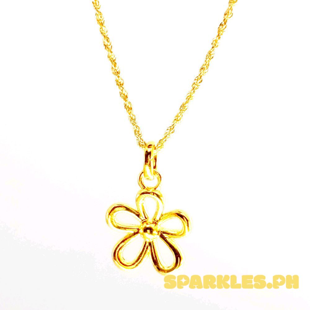 18k Saudi Gold Set Daisy AMPAW + Rope Chain 18"