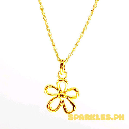 18k Saudi Gold Set Daisy AMPAW + Rope Chain 18"