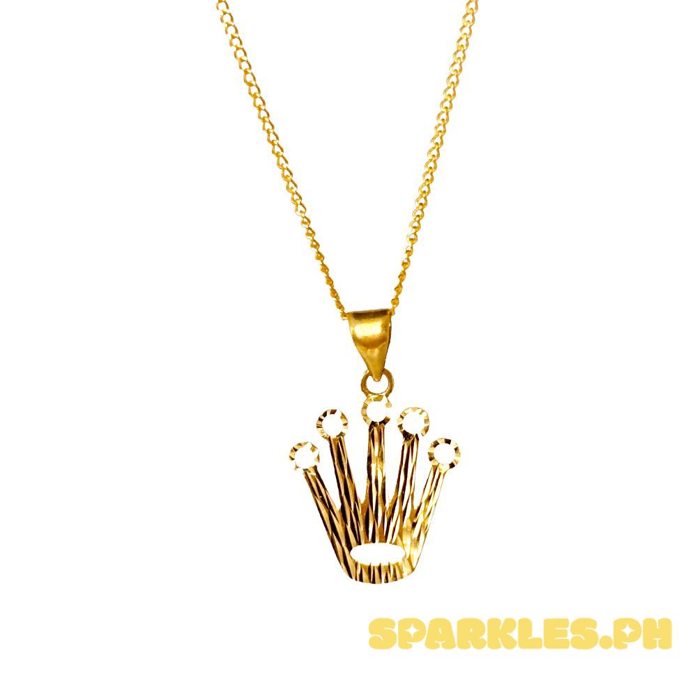 18k Saudi Gold Set Dazzling Crown + Cadena Chain 20"
