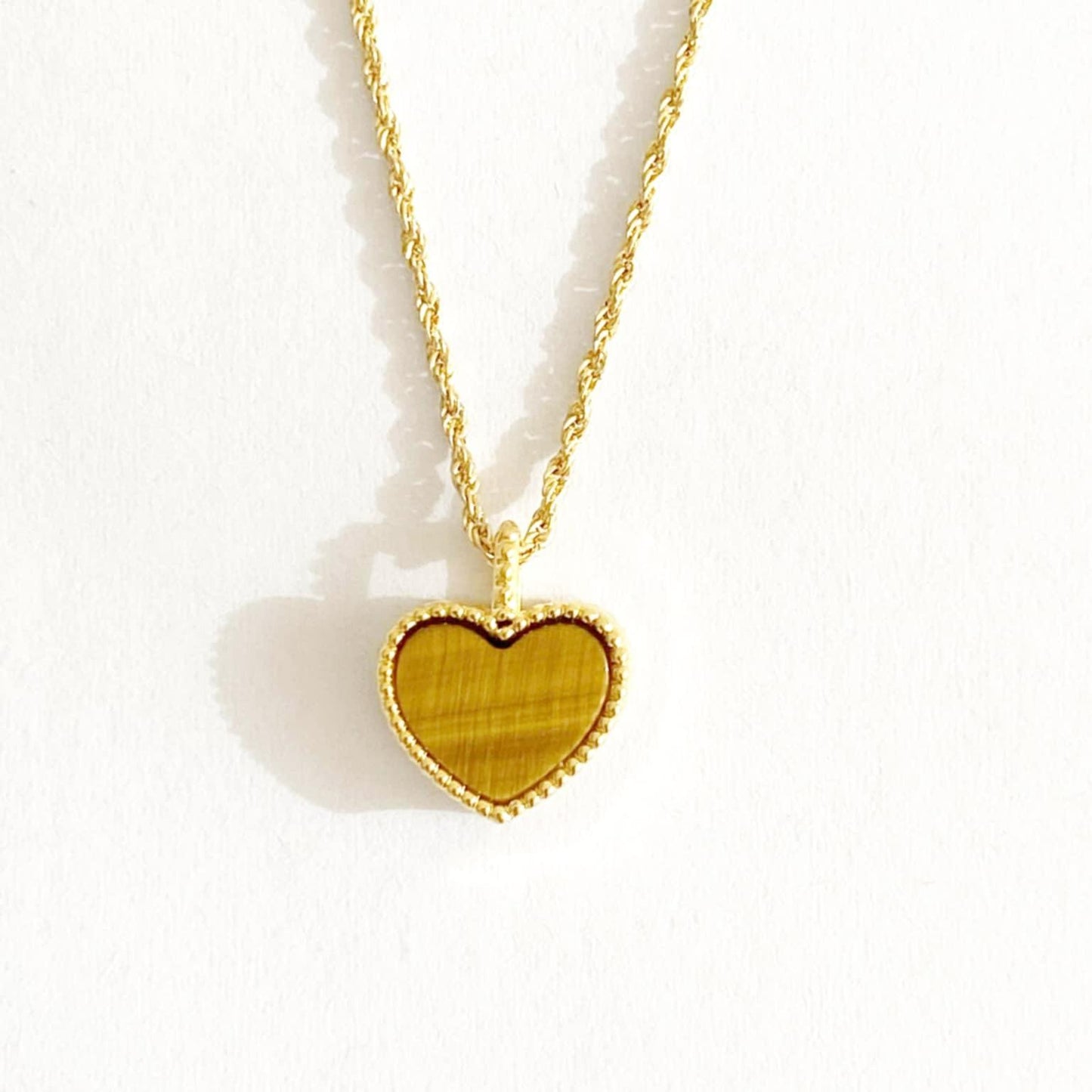 18K Saudi Gold 10mm Heart Small Hook + Rope Chain 16"