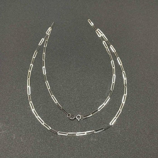 18k Saudi Gold 3mm White Gold Paperclip Chain Solid Pawnable