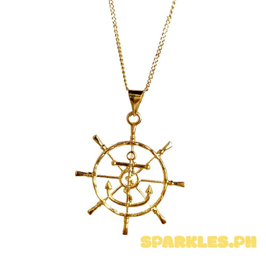 18k Saudi Gold Set Captain Wheel + Cadena Chain 22"