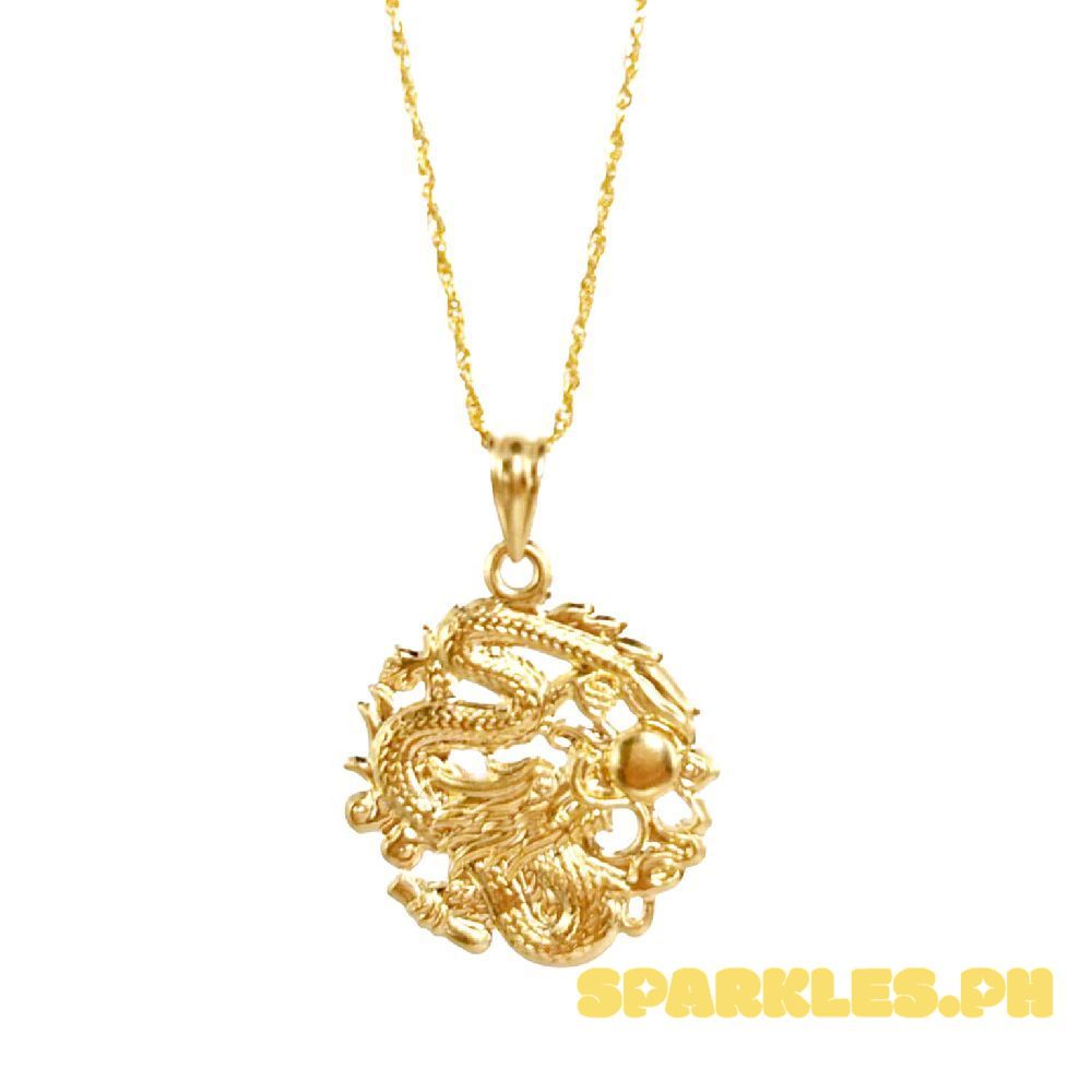 18k Saudi Gold Set Dragon Coin + Rope Chain 20"