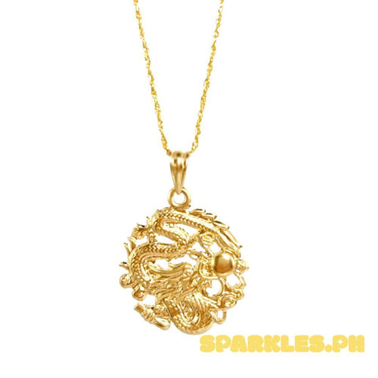 18k Saudi Gold Set Dragon Coin + Rope Chain 20"