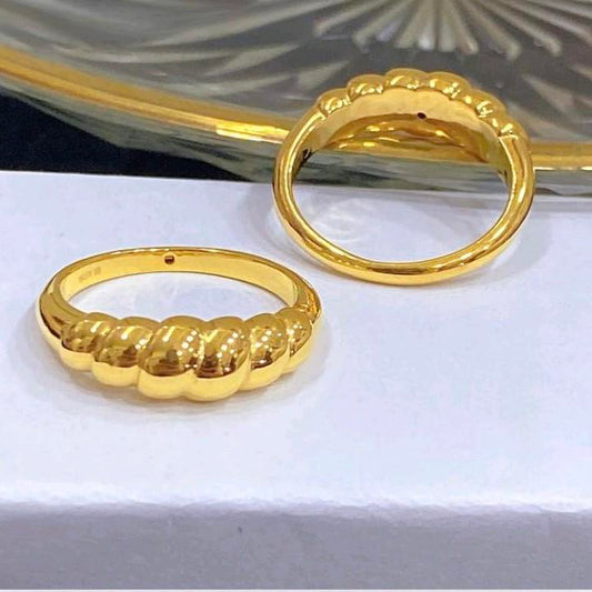 18k Saudi Gold Twisted Ampaw Style Ring - SKU-POBESLI9