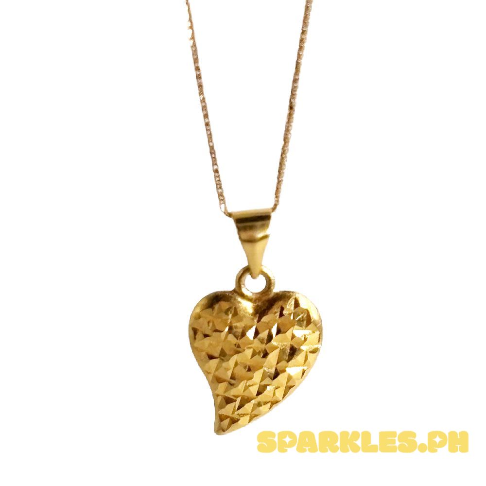 18k Saudi Gold Sexyheart Diacut + Foxtail Chain 18”
