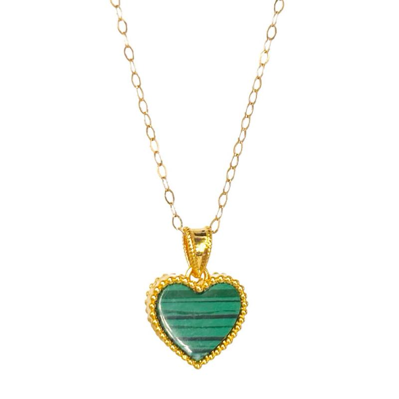 18k Saudi Gold Set AMPAW/HOLLOW 10mm Heart + Tauco Chain lv1