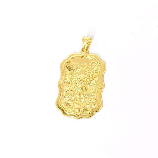 18k Saudi Gold Wavy Dragon Pendant -  SKU-BGN1RM0V