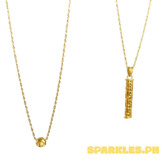 18k Saudi Gold Combo Sets Gold Cat Eye + Rope Chain 20" & Long Hook Barrel Hollow + Rope Chain 16"