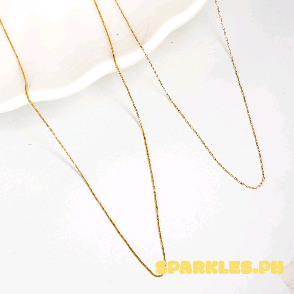 18k Saudi Gold Combo Foxtail Chain 18" & Karkar Chain 18"