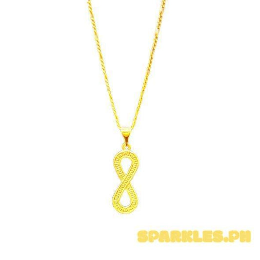 18k Saudi Gold SET F Style Infinity + Figaru Chain 16"
