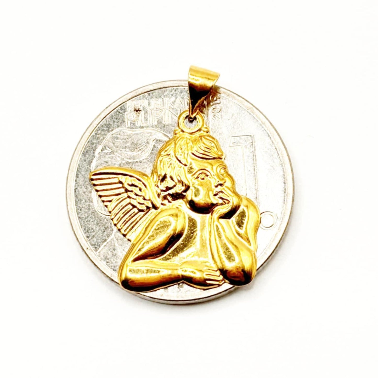 18k Saudi Gold Angel Wings Pendant - SKU-TFOG8TQR