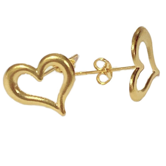 18k Saudi Gold Heart Shape Plain Earrings