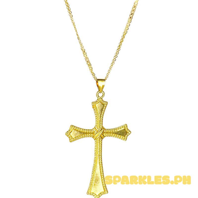 18k Saudi Gold Set Sword Cross + Bismark Chain 18”