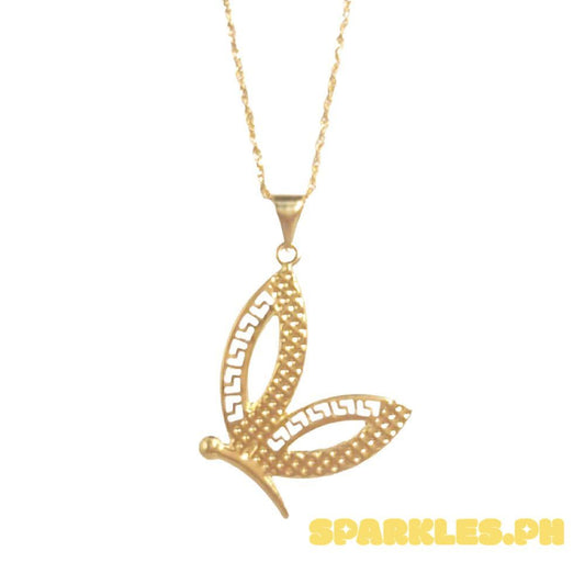18k Saudi Gold Set Half Wing + Rope Chain 20"
