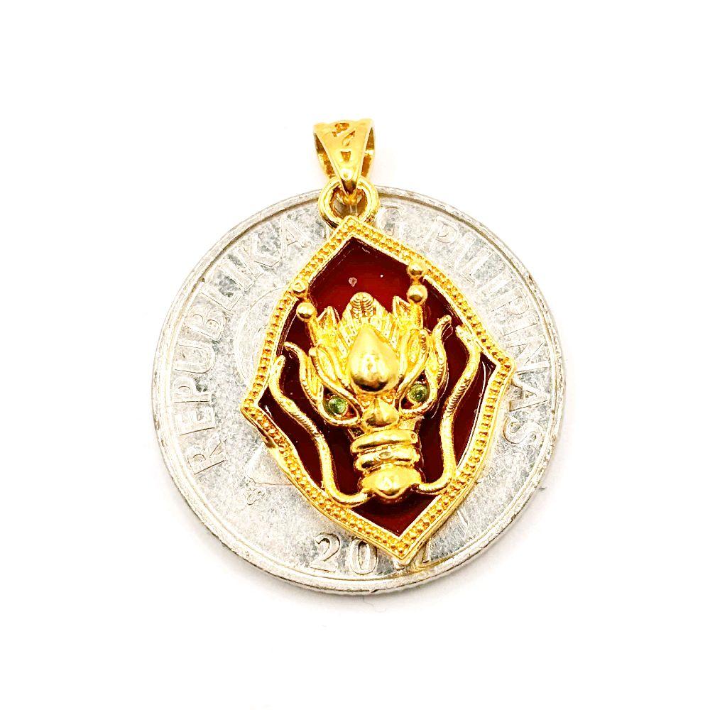 AMPAW/HOLLOW 18k Saudi Gold Dragon Shield  Pendant - SKU UFX35JOP